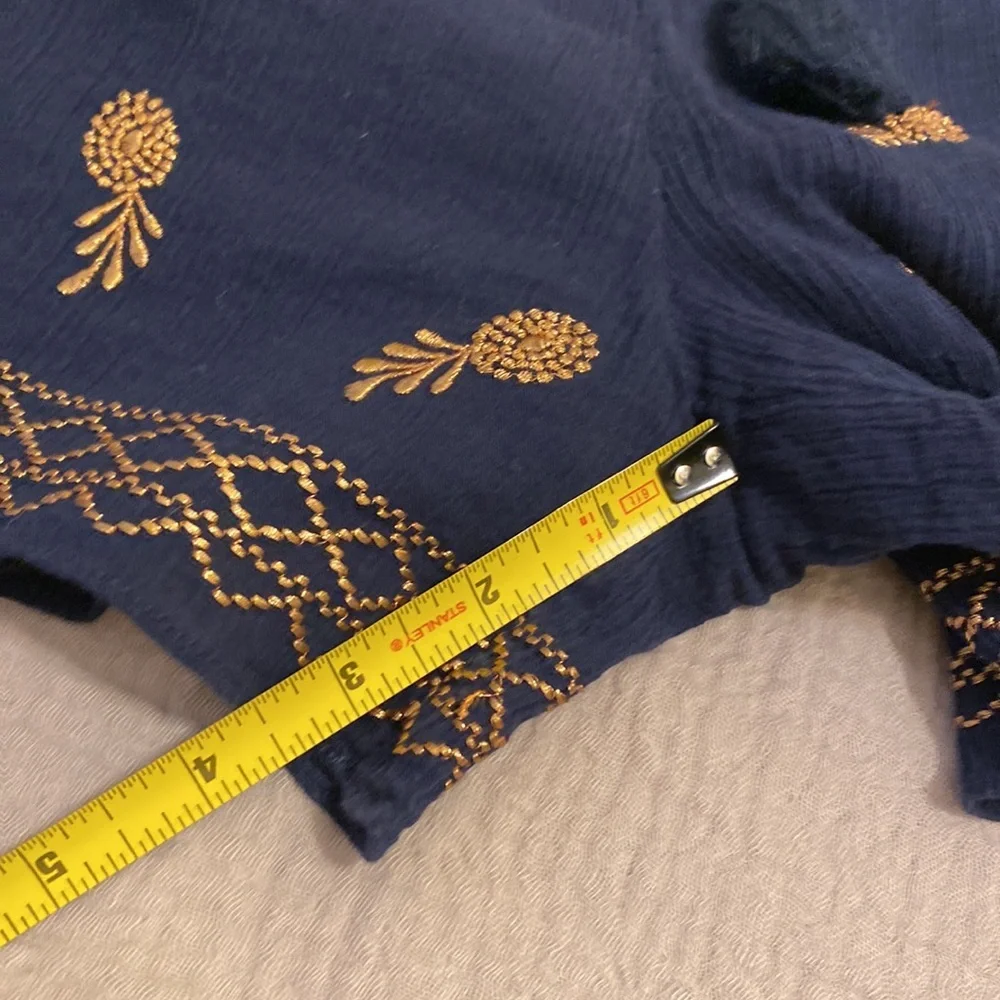 J. Crew Dark Blue Shorts with Tan Embroidery. Size S